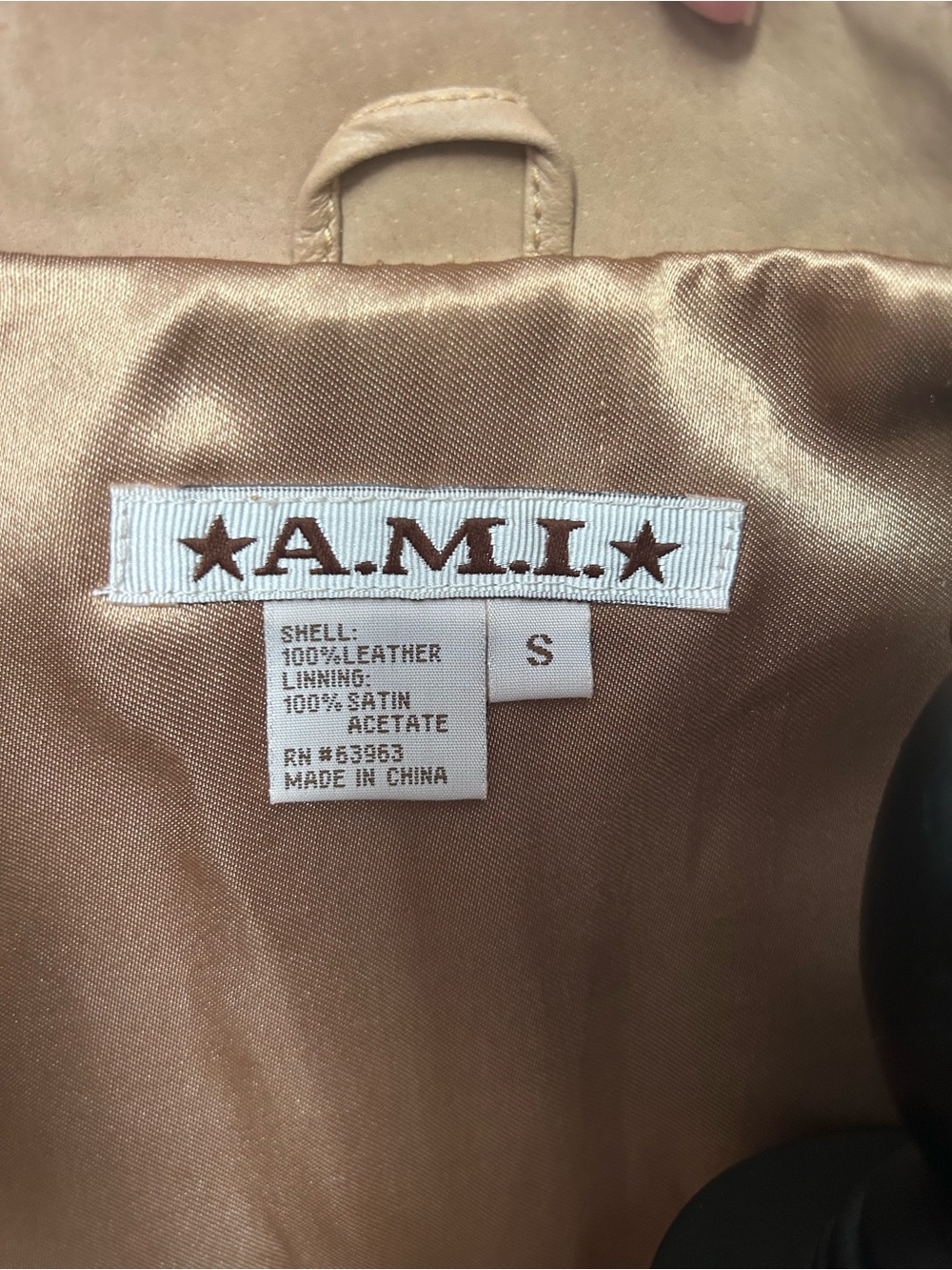 Vintage AMI 100% Genuine Leather Tan Sleeveless Zip Front Collared Vest Small - Picture 9 of 9